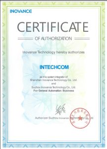 Inovance Intechcom certificate